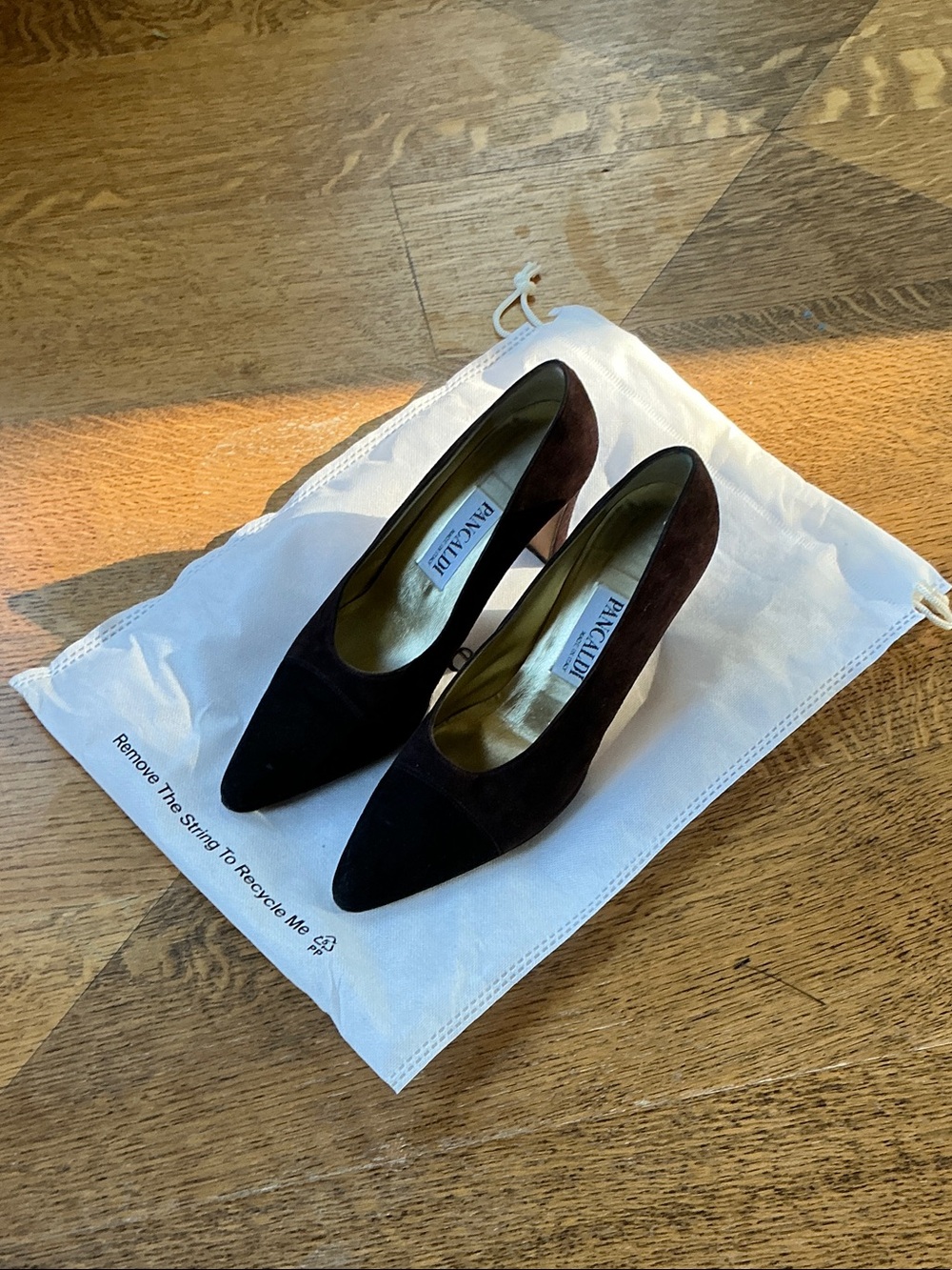 Pancaldi Dark Brown and Bklack Suede Pointed-Toe Pumps